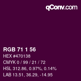 カラーコード: RGB 71 1 56 | qconv.com