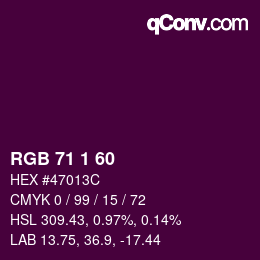 カラーコード: RGB 71 1 60 | qconv.com