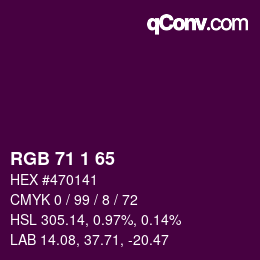 Color code: RGB 71 1 65 | qconv.com