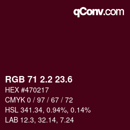 カラーコード: RGB 71 2.2 23.6 | qconv.com