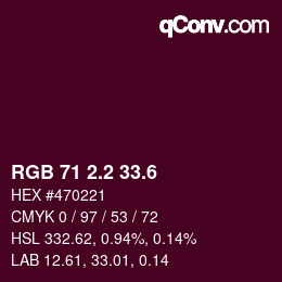 カラーコード: RGB 71 2.2 33.6 | qconv.com