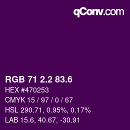 カラーコード: RGB 71 2.2 83.6 | qconv.com