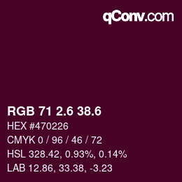 カラーコード: RGB 71 2.6 38.6 | qconv.com