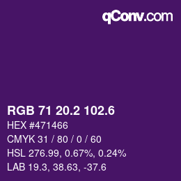 カラーコード: RGB 71 20.2 102.6 | qconv.com