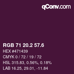 カラーコード: RGB 71 20.2 57.6 | qconv.com