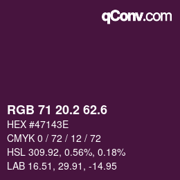 カラーコード: RGB 71 20.2 62.6 | qconv.com