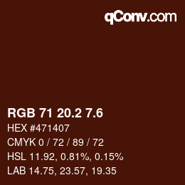 カラーコード: RGB 71 20.2 7.6 | qconv.com