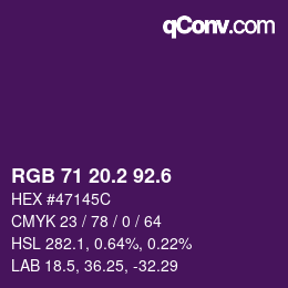 カラーコード: RGB 71 20.2 92.6 | qconv.com