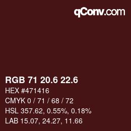 カラーコード: RGB 71 20.6 22.6 | qconv.com