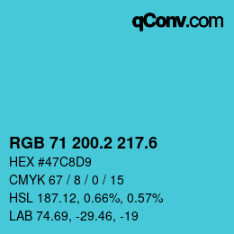 カラーコード: RGB 71 200.2 217.6 | qconv.com