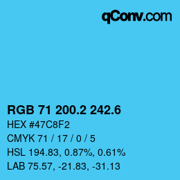 カラーコード: RGB 71 200.2 242.6 | qconv.com