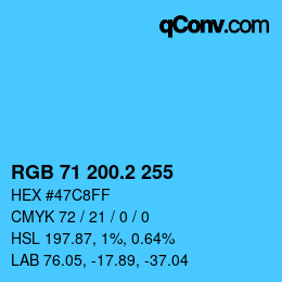 カラーコード: RGB 71 200.2 255 | qconv.com