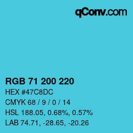 Farbcode: RGB 71 200 220 | qconv.com
