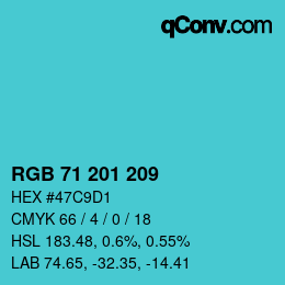 Color code: RGB 71 201 209 | qconv.com