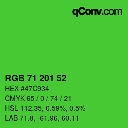 Color code: RGB 71 201 52 | qconv.com