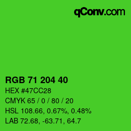 Color code: RGB 71 204 40 | qconv.com
