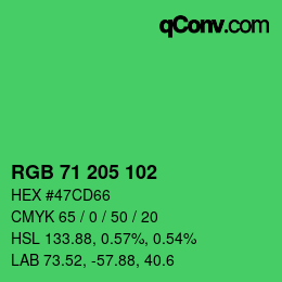 Color code: RGB 71 205 102 | qconv.com