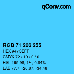 颜色代码: RGB 71 206 255 | qconv.com