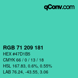 Color code: RGB 71 209 181 | qconv.com