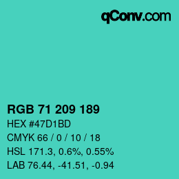 Color code: RGB 71 209 189 | qconv.com