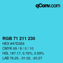 Código de color: RGB 71 211 230 | qconv.com