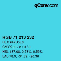 Color code: RGB 71 213 232 | qconv.com