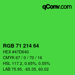 Color code: RGB 71 214 64 | qconv.com