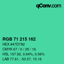 Color code: RGB 71 215 162 | qconv.com
