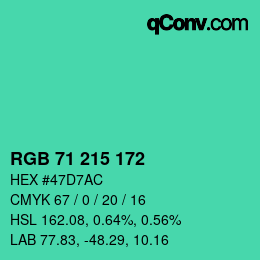 Color code: RGB 71 215 172 | qconv.com