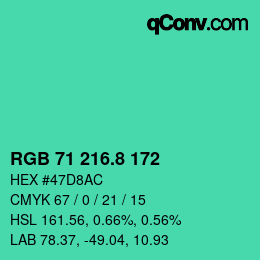 カラーコード: RGB 71 216.8 172 | qconv.com