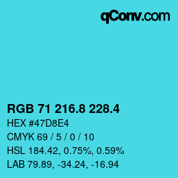 カラーコード: RGB 71 216.8 228.4 | qconv.com