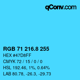 カラーコード: RGB 71 216.8 255 | qconv.com