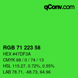 Color code: RGB 71 223 58 | qconv.com