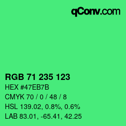 Color code: RGB 71 235 123 | qconv.com