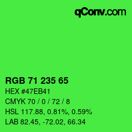 Farbcode: RGB 71 235 65 | qconv.com