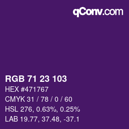 カラーコード: RGB 71 23 103 | qconv.com