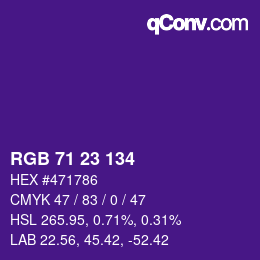 カラーコード: RGB 71 23 134 | qconv.com