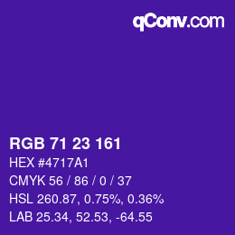颜色代码: RGB 71 23 161 | qconv.com