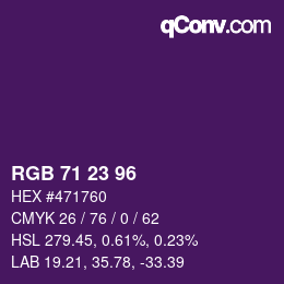 Color code: RGB 71 23 96 | qconv.com