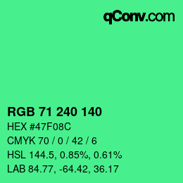 カラーコード: RGB 71 240 140 | qconv.com