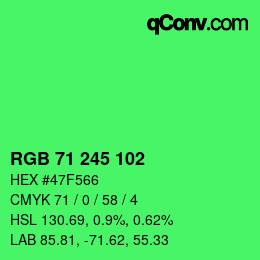 カラーコード: RGB 71 245 102 | qconv.com