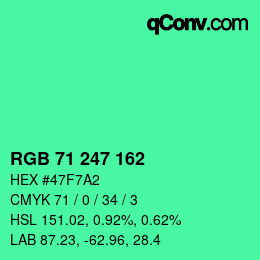 Color code: RGB 71 247 162 | qconv.com