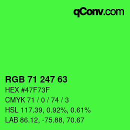 Color code: RGB 71 247 63 | qconv.com