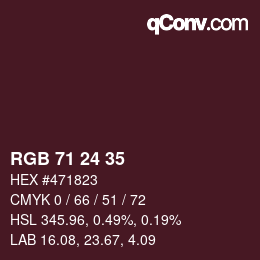 Color code: RGB 71 24 35 | qconv.com