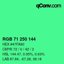 カラーコード: RGB 71 250 144 | qconv.com