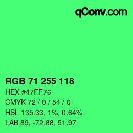 颜色代码: RGB 71 255 118 | qconv.com