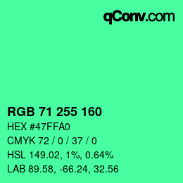 Color code: RGB 71 255 160 | qconv.com