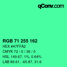 Color code: RGB 71 255 162 | qconv.com