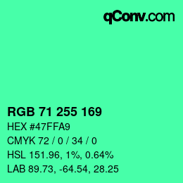 Color code: RGB 71 255 169 | qconv.com