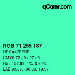 Color code: RGB 71 255 187 | qconv.com